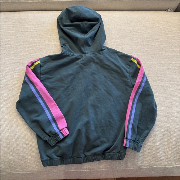 Girls Hanna Andersson Kids Rainbow Cropped Hoodie Sweatshirt green pink yellow - Picture 5 of 5